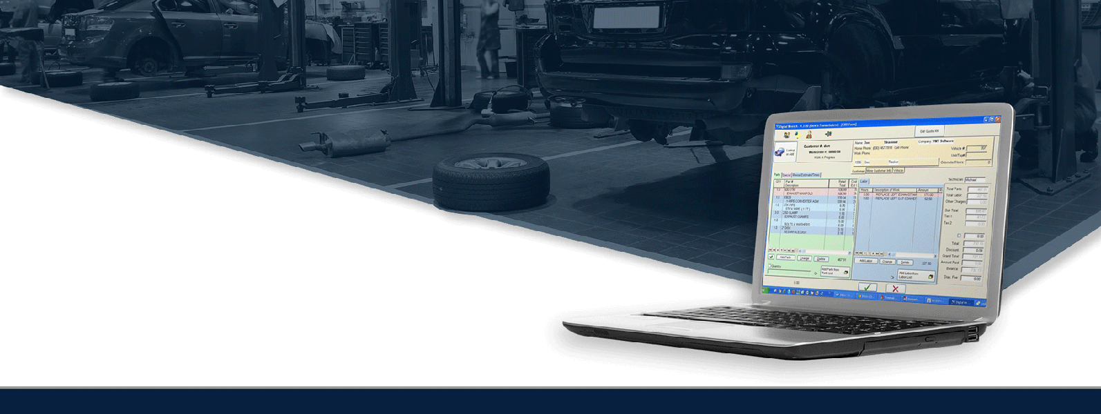 Scene of a repair shop with a technician